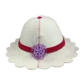 GMMH ® Sauna Hat 'Panama' (1527), White/Pink, Sauna Cap, Felt Cap, 100% Felt Hat for Sauna