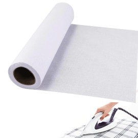 Yharnamite 11.8" x 10 Yards Medium Weight Iron-On Non-Woven Fusible Interfacing, White Polyester Single-Sided Interfacing Fabric for Machine Embroidery, Quilting, DIY Crafts, and Hand Sewing