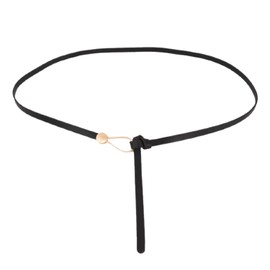 Chaungfu Women Skinny Leather Knot Belts,Thin Waist Belt for Dress Adjustable Tie Belt for Lady Fashion Knot Belt, Black, 105CM*1.6CM