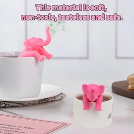 Cute Silicone Elephant Tea Infuser for Loose Leaf Tea Reusable Tea Infuser Filte,Fun Gift for Tea Lovers, Clever Kitchen Gadget (1 Pcs Pink)