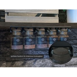 Printari Spice Rack, Shelf, Cabinet Holder for 3 Ankerkraut Cork Jars, Spice Jars, Black, Includes Mounting Material (Black, for 3 Spice Jars)