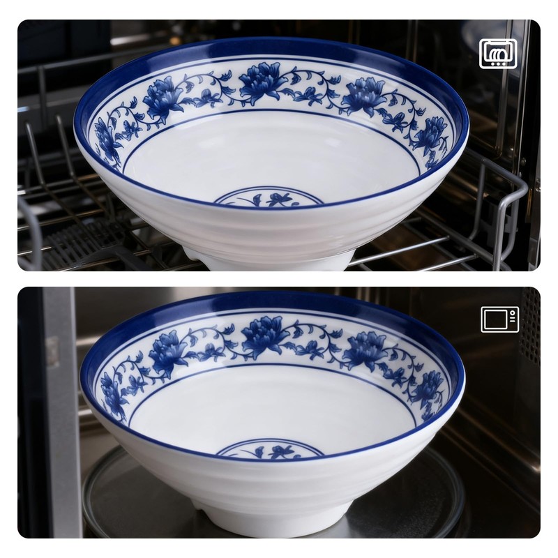 Gallipower 8" Faux Ceramic Ramen Bowl Set,2 Sets Asian Pho