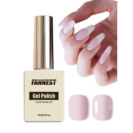 FANNEST Barely Pink Gel Nail Polish, 15ml Nude Pink Jelly Neutral Color Polish Translucent Sheer Gel Nail Concealer Soak Off Uv LED Nail Lamp French Nail Art Gifts for Women
