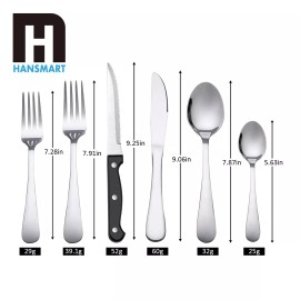 Unbranded 48-Pieces Stainless Steel Flatware Set with Steak Knives - 24 pcs flatware set