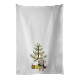 Caroline's Treasures WDK3186WTKT Yorkie Blue and Tan #2 Christmas White Kitchen Towel Set of 2, 19 X 25, Multicolor