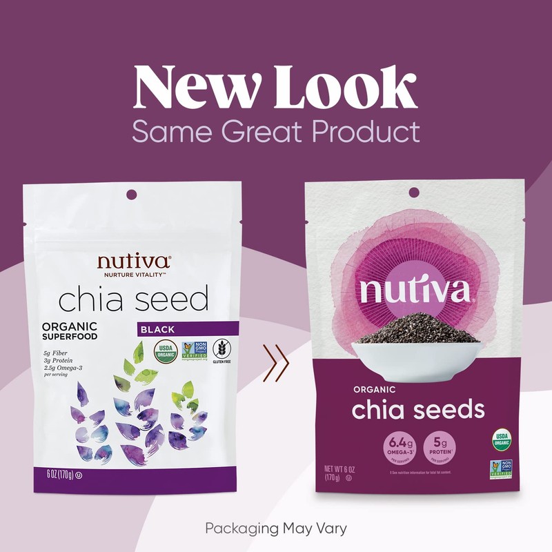 Nutiva Organic, Premium Chia Seeds, Black, 6 Ounce