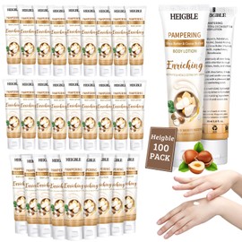 Heigble 100 Pack Travel Size Body Lotion Shea Butter Cocoa Butter Body Cream 1 oz Dry Skin Moisturizer with Flip Cap for Extra Dry Skin, Inns, Hotels Resorts, Airlines, Offices, Gyms and More