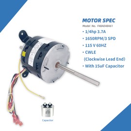F48AE48A61 Fan Motor Replaces genteq, 3314471.011/3314471.013,1/4HP 1650RPM/3SPD Compatible with RV AC Dometic Duo-Therm Penguin II 641815/641816/641835/641915/641916/641935,115V, LEUNGOO