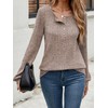 Famulily Button Front Ribbed Tops Women Jumpers Ladies Round Neck