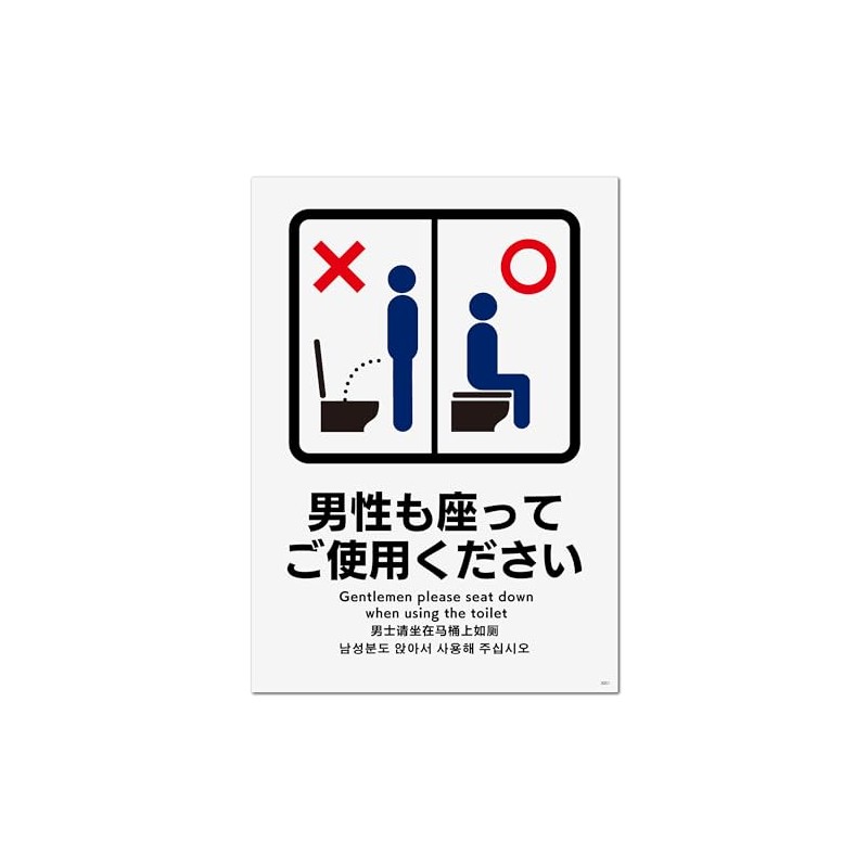 Sign Square "Men Sit Up" Vertical/Medium [Sticker Sticker] 5.4 x