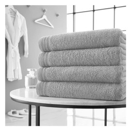 FAIRWAYUK 4-Piece Hand Towels Set - Premium 100% Egyptian Cotton, Ultra Soft and Highly Absorbent, 500 GMS 50x80cm, Extra Large Thick, Hotel Spa Quality Hand Towel, Silver
