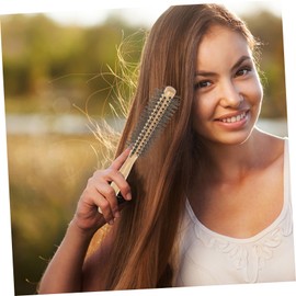 Healeved Blow Drying Brush Small Round Wooden Roller Comb for Efficient Hair Styling Comfortable Handle Durable Design for Home Use and Travel