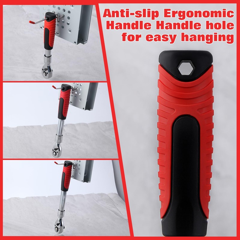 LEONTOOL 3 Piece Extendable Ratchet Set 1/4 3/8 1/2 Inch