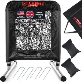 Heavy-Duty 9 Hole Pro Style Baseball & Softball Pitching Net with Strike Zone Target - Adjustable Portable Design for Training, Includes Carry Bag, 4 Stakes & 2 Sandbags