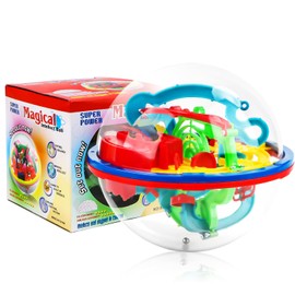 3D Ball Maze 12 cm, RUNEAY 3D Labyrinth Balls with 100 Stages Ball Game, 3D Intellect Ball Magic Maze Ball Labyrinth Puzzle Ball for Birthday Christmas, Toy from 4 5 6 7 8 Years