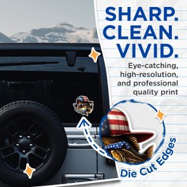 (2 Pack) Bass with American Hat and Sunglasses Stickers - Bass Fisherman Angler - Fishing - 5 Inches On Longest Side - Premium Vinyl - for Cars, Skateboards, Laptops - Made in USA - BMCS1376