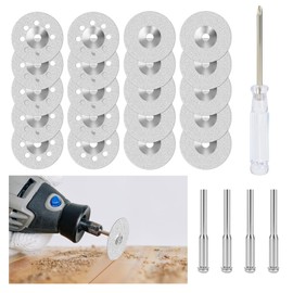 FFyeiiy 20PCS Premium 545 Diamond Cutting Wheel, Cut Off Discs Coated Wheel Kit for Dremel Rotary Tools | Cutting Discs with 4PCS 3mm Mandrels & Screwdriver