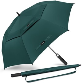 NINEMAX Golf Umbrella 68 Inch Automatic Open, Large Double Canopy Vented Oversize Stick Umbrellas Extra Large Windproof Waterproof for Rain(Dark Green)