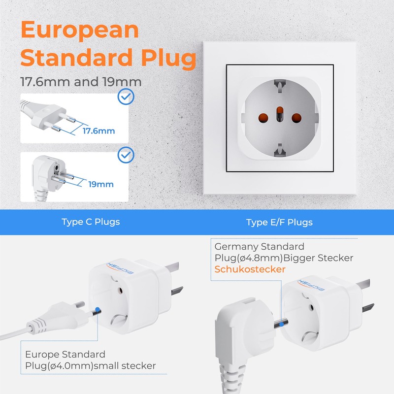 Bigfish Adaptor Australia Germany 2 Pack, Travel Adapter China Germany