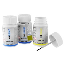 MG PRIME Autolack Lackstift Set für Volkswagen VW LH6W Golden Green Metallic Grundlack Basislack Klarlack je 50ml