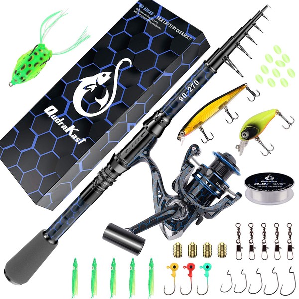 QudraKast Fishing Rod and Reel Combos, Unique Design with X-Warping