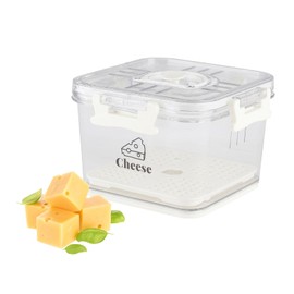 Yomjarl Cheese Container for Refrigerator,Cheese Keeper with Airtight Lid and Time Recording,Cream Block Shredded Cheeses Storage Box,Sliced,Grated,Cheddar Cheeses Box For Fridge,kitchen Organizer