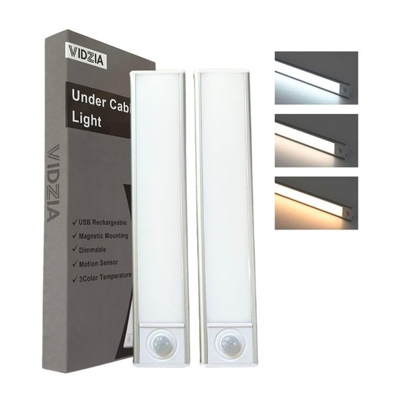 Under Cabinet LED Lights, 2Pack, USB Rechargeable Motion Sensor Lights,