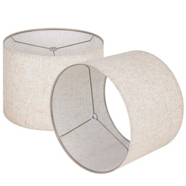 Wellmet Linen Set of 2 Drum Lampshades, Easy Assembly Required 18" Top x 18" Bottom x 12" High Replacement Lamp Shades, Fabric Lampshades for Table Lamps Floor Lamps, Metal Spider Fitter