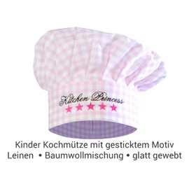 Emily ́s Check Chef's Hat in One Size or Kitchen Apron & Oven Glove Available in 2 Sizes – for Boys and Girls in 4 Designs – Lovely Design and High Quality Workmanship