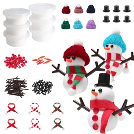 Cosweet 6 Pack Christmas Snowman Crafts Kit for Kids- Build a Snowman Kit with Air Dry Clay Xmas Stocking Stuffers Gift for Party Favors Winter Activities DIY Crafts Sewing