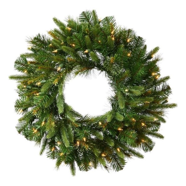 Pemberly Row 30" Cashmere Artificial Christmas Wreath with White Lights