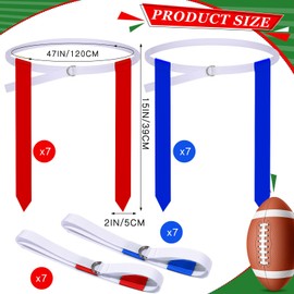 14 Player Adjustable Flag Football Set, Flag for Flag Football and Belts for Youth Kids Adults Sports Games Practices Training (Red)