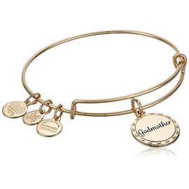 Alex and Ani Because I Love You Godmother Expandable Wire Bangle Bracelet for Women, My Guardian Angel Charm, Shiny Antique Gold Finish, 2 to 3.5 in