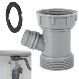 Kitchen Sink Drain Pipe Adapter, Versatile Y-Shaped Flexible Pipe Connector with Gaskets Branched Dishwasher Tailpiece Waste Outlet Sink Drain Hose Adapter Replacement (Gray)