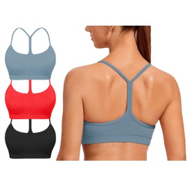 Spaghetti Strap Padded Sports Bras for Women - Y Back Yoga Workout Tops (3 Pack)
