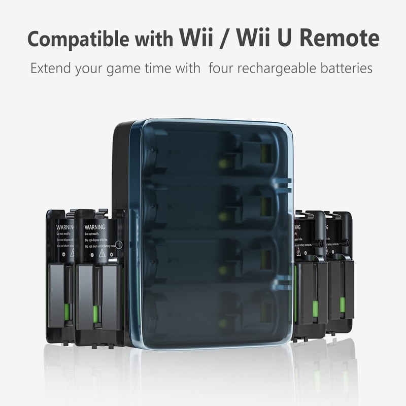 Battery Charger for Wii & Wii U Remote Controller,4pcs 2800mAh