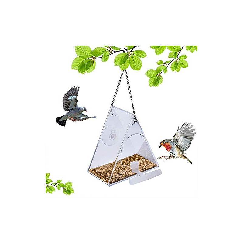 TopHomer Window Bird Feeder, Clear Acrylic Birdfeeders Windowsill Strong Suction