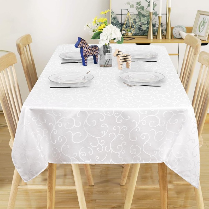 AMFUN Table Cloth Rectangular 130 * 220cm,Polyester Jacquard Tablecloth,Washable Dust-Proof