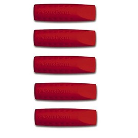 Faber-Castell Grip 2001 Eraser Rubber Pencil Cap - Pack of 5 RED Color