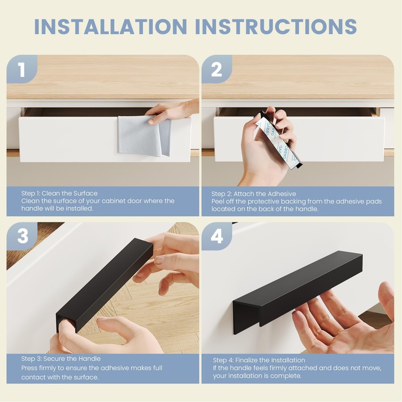 Peaha 10 Pack Self Adhesive Cabinet pulls 3 inch Black