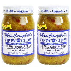 GOLDING FARMS Mrs Campbell's All Natural Sweet Southern Chow Chow Relish Pack of 2 Jars 32 Oz