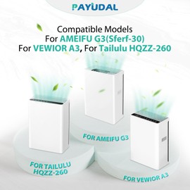 2 Pack G3 A3 Pet Filter Replacement For AMEIFU G3 Sferf-30(FXAP2W) Air Cleaner Puri-fier. Fit For VEWIOR A3 A3N Filter. For Tailulu HQZZ-260 Filter. 3 Stages True HEPA Filter Air Cleaner Pet Filter.