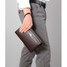 FSD.WG Men's Clutch Second Bag, Handheld Bag, Small, Gentleman's Bag, Detachable Belt, Party, Men's Bag, Large Size, Braun