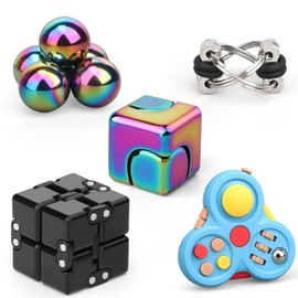 Fidget Spinner Set for Adults, Fidget Pack with Fidget Chain, Infinity Cube, Fidget Spinner Cube, Magnet Rollers, Fidget Pad, 9 Pack Office Stress Relief Desk Gadget, Stocking Stuffers Birthday Gift