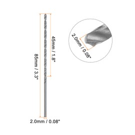 sourcing map 10pcs Extra Long Drill Bits, 2.0mm HSS Drill Bit with High Speed Steel Straight Shank 85mm Length for Metal Woodwork Plastic Aluminum Alloy