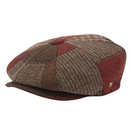 Men's Classic 8 Panel Wool Blend Newsboy Snap Brim Collection Hat (US, Alpha, Medium, NSB2760-BURGUNDY)