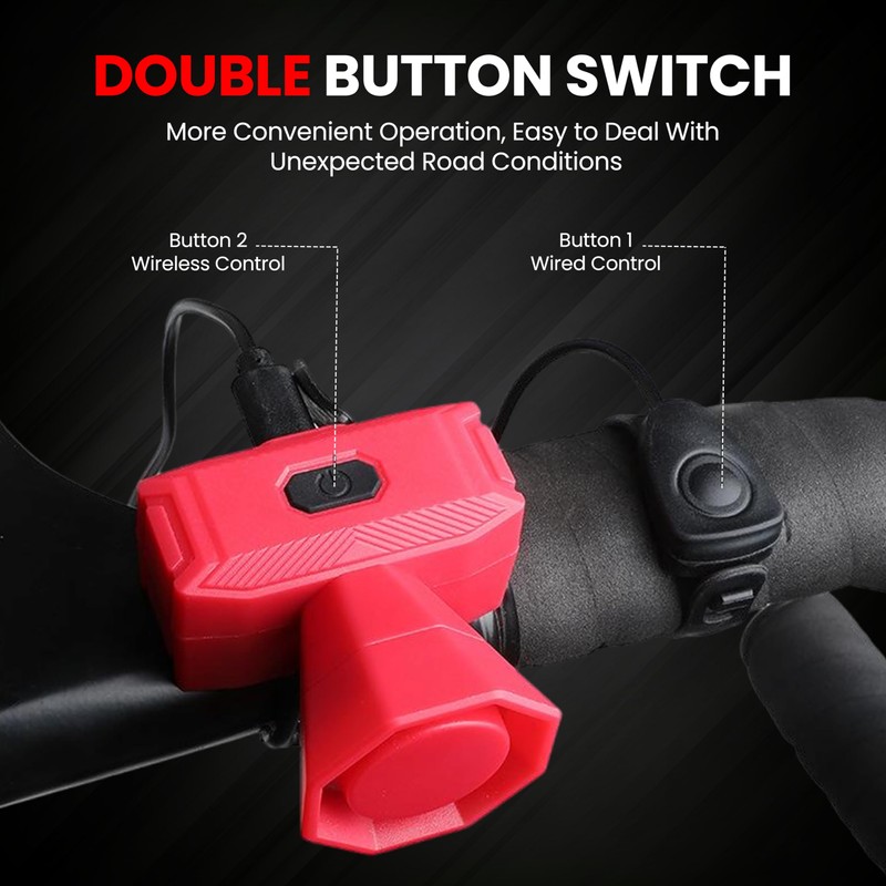 aiGear Bicycle Horn Red with 5 Sound Modes