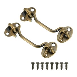 PATIKIL 4 Inch Hook Eye Latch, 2 Pack Carbon Steel Privacy Hook and Eye Latch Gate Latch Lock for Window Sliding Door Barn Door, Bronze