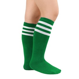 American Trends Kids Green Socks Toddler Green Knee High Soccer Socks Boys Girls Youth Softball Football Baseball Socks for Child 1 Pack Green White 6-9 Years