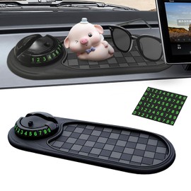 4-in-1 Multifunction Car Anti-Slip Mat with 360° Rotatable Phone Holder, Hidden Parking Number, Dashboard Pad for Sunglasses, Keys, Coins, Gadgets